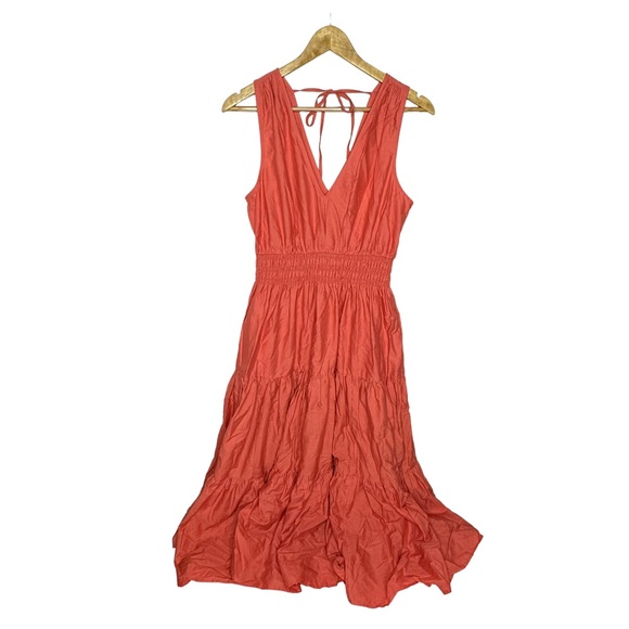 Anthropologie Dresses Nwt Anthropologie Maeve Tiered Midi Dress Coral Size 6 Poshmark